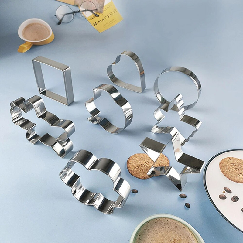 Rinkinys (3 vnt. / 5 vnt.) 430 nerūdijančio plieno sausainių formelių putėsiai, apskritimas animacinio filmo formos angelo lokio pjaustymo formų kepimo įrankis