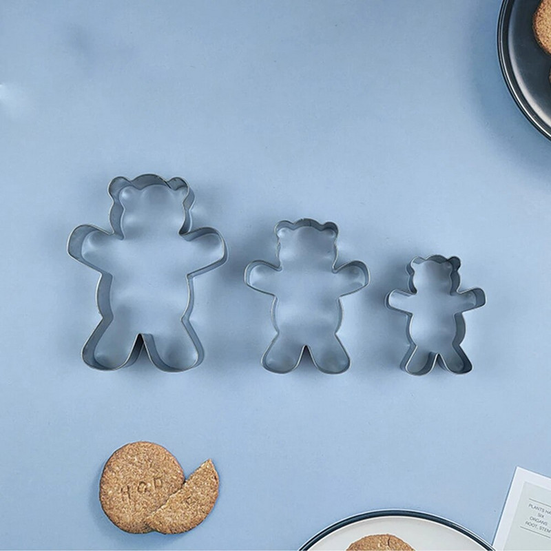 Rinkinys (3 vnt. / 5 vnt.) 430 nerūdijančio plieno sausainių formelių putėsiai, apskritimas animacinio filmo formos angelo lokio pjaustymo formų kepimo įrankis