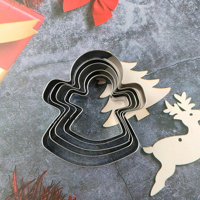 Komplekt (5 tk) 430 roostevabast terasest jõuluküpsiste vorm, 5-osaline Creative Mousse, ringikujuline puuviljalõikuskomplekt