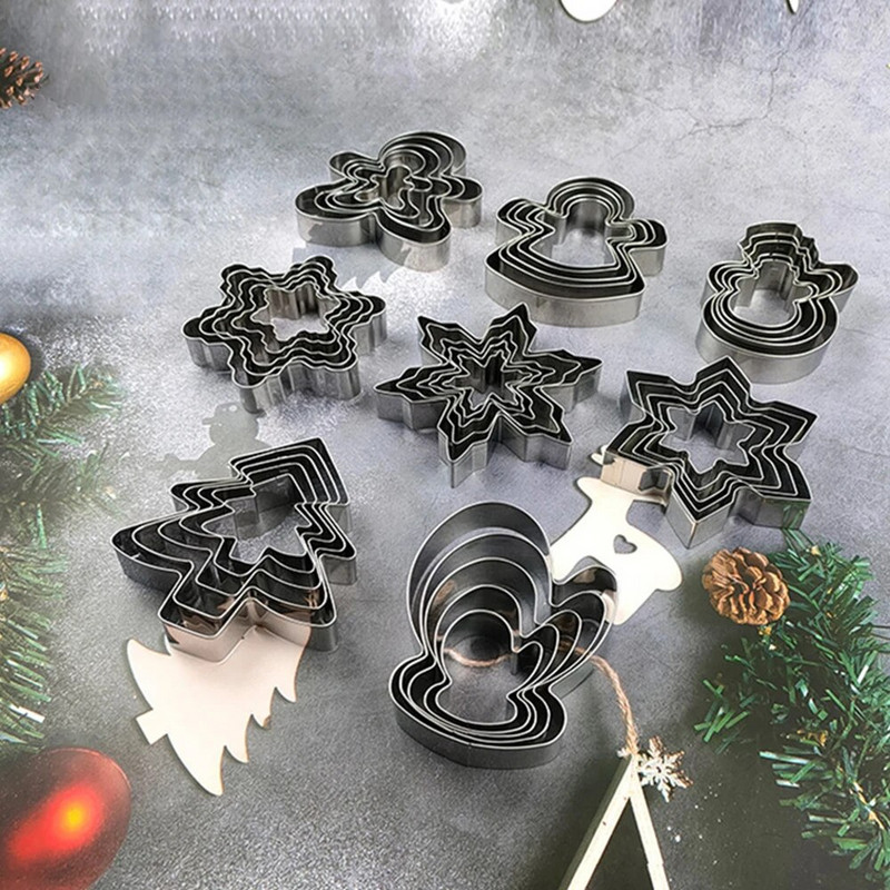 Komplekt (5 tk) 430 roostevabast terasest jõuluküpsiste vorm, 5-osaline Creative Mousse, ringikujuline puuviljalõikuskomplekt