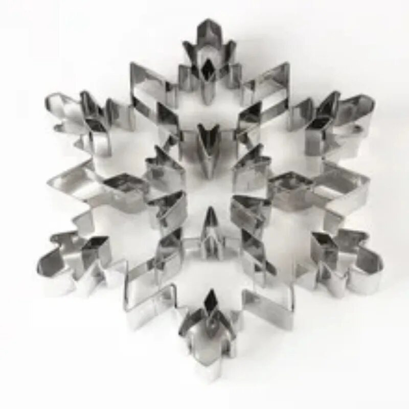 Roostevabast terasest suur 3D jõulude lumehelbe kolmemõõtmeline küpsisevorm