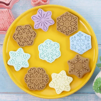 Χριστουγεννιάτικο Snowflake Cookie Cutter Πλαστικό τρισδιάστατο πιεσόμενο καλούπι μπισκότων Σφραγίδα Άγιου Βασίλη Κουδούνι μελόψωμο Χριστουγεννιάτικο ψήσιμο DIY Εργαλεία