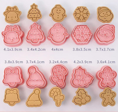 Χριστουγεννιάτικο Snowflake Cookie Cutter Πλαστικό τρισδιάστατο πιεσόμενο καλούπι μπισκότων Σφραγίδα Άγιου Βασίλη Κουδούνι μελόψωμο Χριστουγεννιάτικο ψήσιμο DIY Εργαλεία