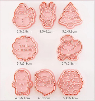 Χριστουγεννιάτικο Snowflake Cookie Cutter Πλαστικό τρισδιάστατο πιεσόμενο καλούπι μπισκότων Σφραγίδα Άγιου Βασίλη Κουδούνι μελόψωμο Χριστουγεννιάτικο ψήσιμο DIY Εργαλεία