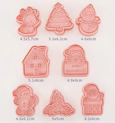 Χριστουγεννιάτικο Snowflake Cookie Cutter Πλαστικό τρισδιάστατο πιεσόμενο καλούπι μπισκότων Σφραγίδα Άγιου Βασίλη Κουδούνι μελόψωμο Χριστουγεννιάτικο ψήσιμο DIY Εργαλεία