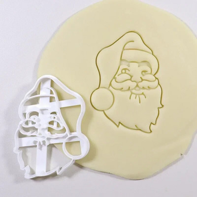 Naujas kalėdinis sausainių pjaustytuvas Kalėdų senelio formos antspaudas vaikams Kalėdų vakarėlio reljefinis sausainių formelių kepimo dekoro reikmenys