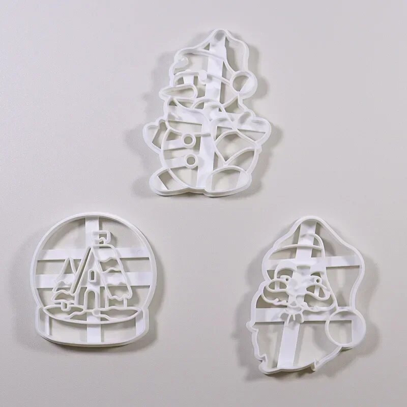 Naujas kalėdinis sausainių pjaustytuvas Kalėdų senelio formos antspaudas vaikams Kalėdų vakarėlio reljefinis sausainių formelių kepimo dekoro reikmenys