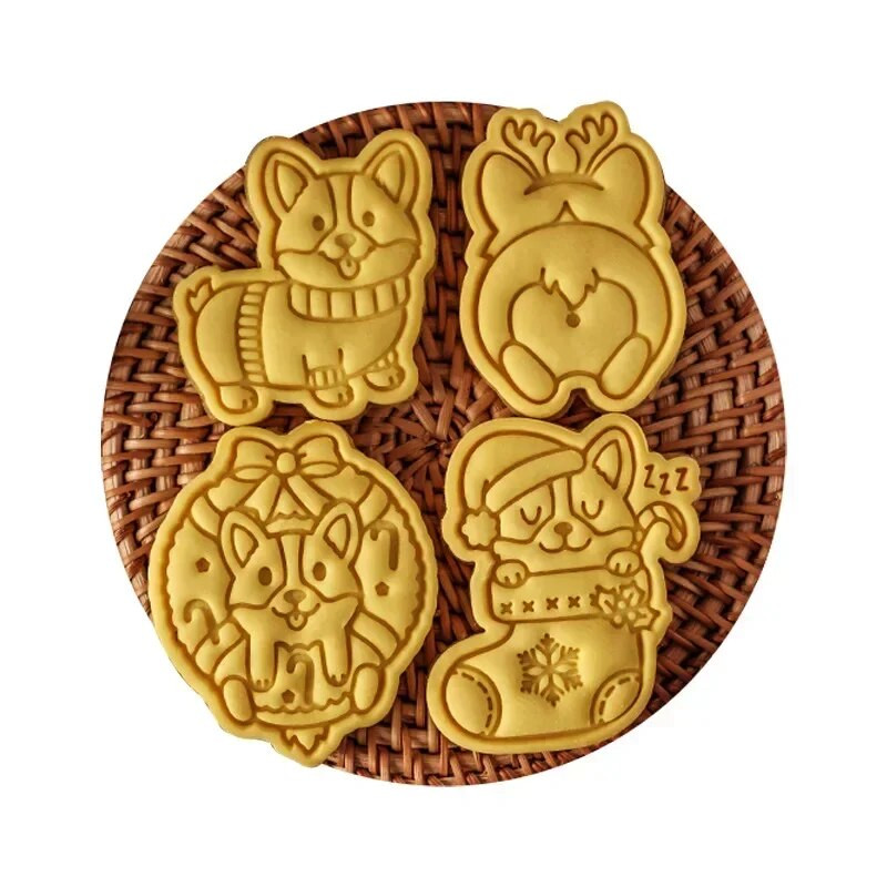 Jõulukoerte küpsisevorm Multifilm Corgi küpsiselõikur Pühade Fondant Koogi kaunistus Lõikevorm Küpsetustööriist Köögividinad