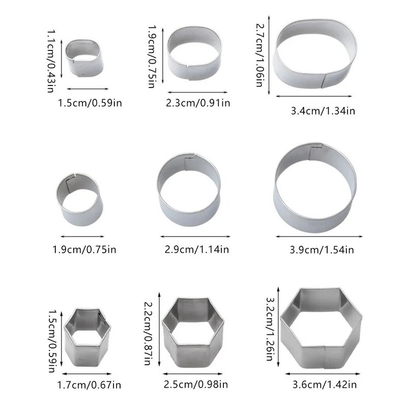 24 τμχ Σετ καλουπιών για μπισκότα κοπής από ανοξείδωτο ατσάλι DIY Γεωμετρικά σχήματα Mini Kitchen Baking AccsSuppliesKitchen