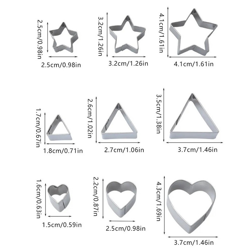 24 τμχ Σετ καλουπιών για μπισκότα κοπής από ανοξείδωτο ατσάλι DIY Γεωμετρικά σχήματα Mini Kitchen Baking AccsSuppliesKitchen