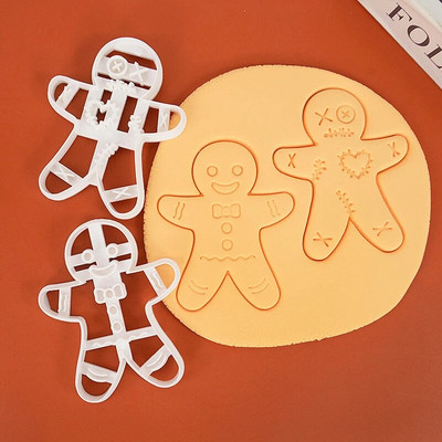 1 бр Хелоуин Gingerbread Man Череп Форма за бисквитки Коледа 3D пластмасов скелет Форма за бисквити Сладкиши Карикатура Декорация на торта