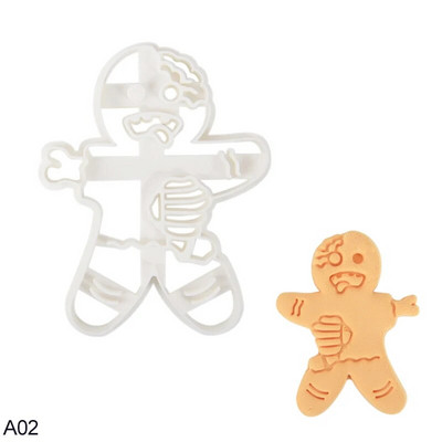 1 tk Halloweeni piparkoogimehe pealuu küpsiselõikur jõulude 3D plastist skelett küpsisevormi kondiitritooted multifilmi koogi kaunistus