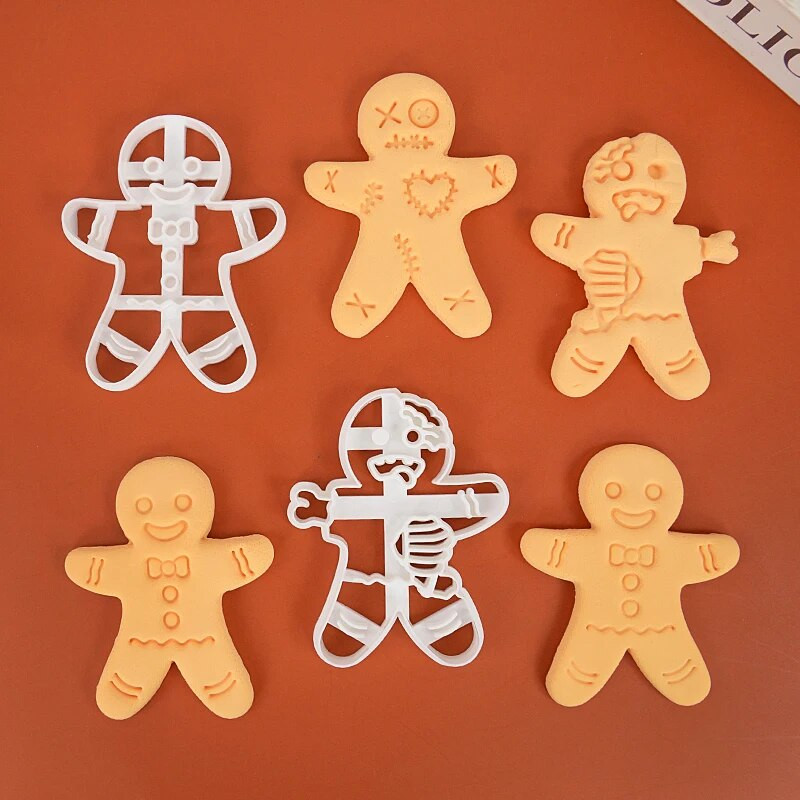 1 tk Halloweeni piparkoogimehe pealuu küpsiselõikur jõulude 3D plastist skelett küpsisevormi kondiitritooted multifilmi koogi kaunistus