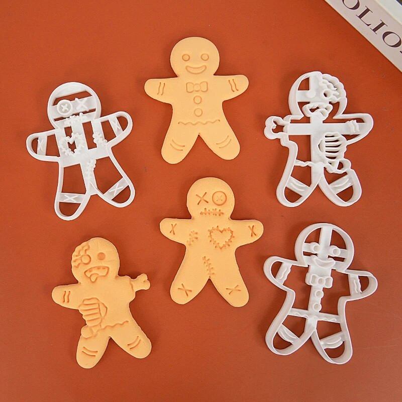 1 tk Halloweeni piparkoogimehe pealuu küpsiselõikur jõulude 3D plastist skelett küpsisevormi kondiitritooted multifilmi koogi kaunistus