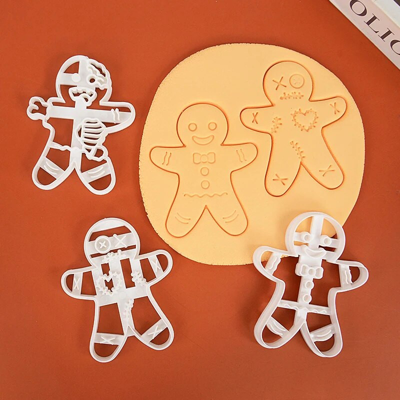1 tk Halloweeni piparkoogimehe pealuu küpsiselõikur jõulude 3D plastist skelett küpsisevormi kondiitritooted multifilmi koogi kaunistus