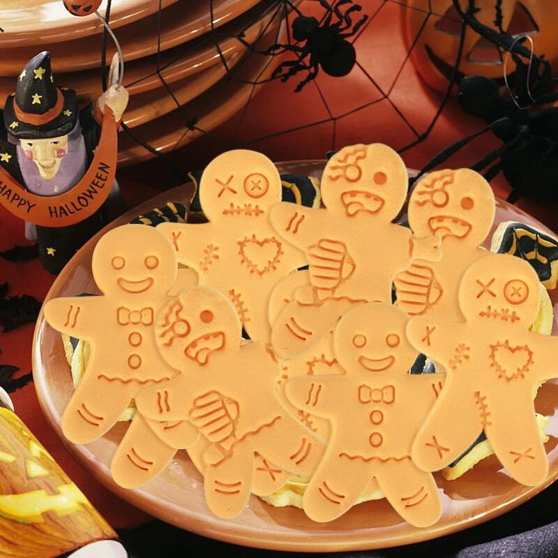 1 tk Halloweeni piparkoogimehe pealuu küpsiselõikur jõulude 3D plastist skelett küpsisevormi kondiitritooted multifilmi koogi kaunistus