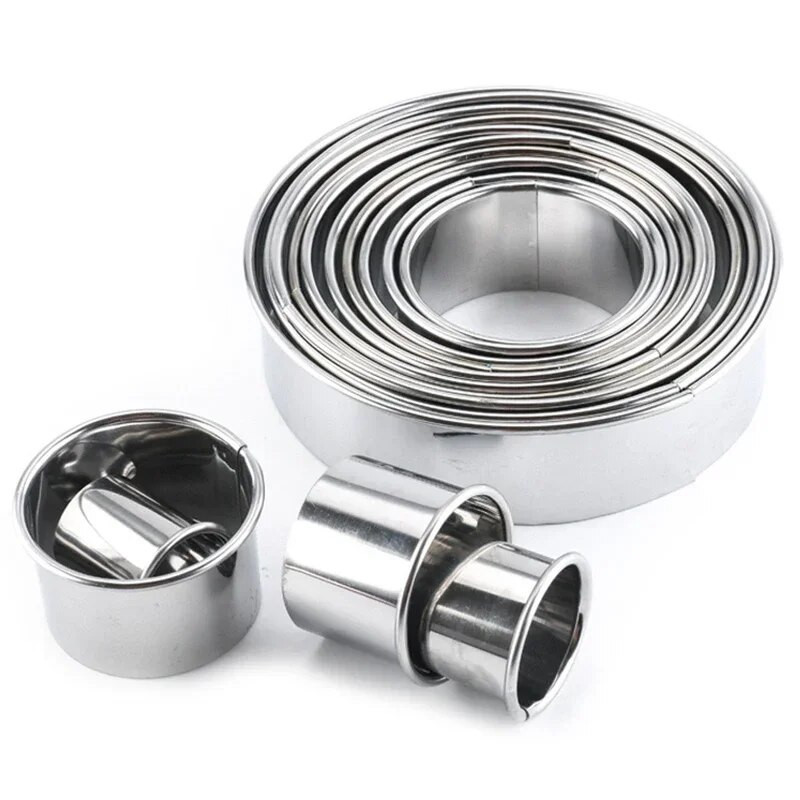 14 vnt / rinkinys Apvalus sausainių sausainių pjaustytuvų rinkinys nerūdijančio plieno putėsiai tešlos sausainiai, spurgos, pjaustyklės torto žiedas, formos spurgos