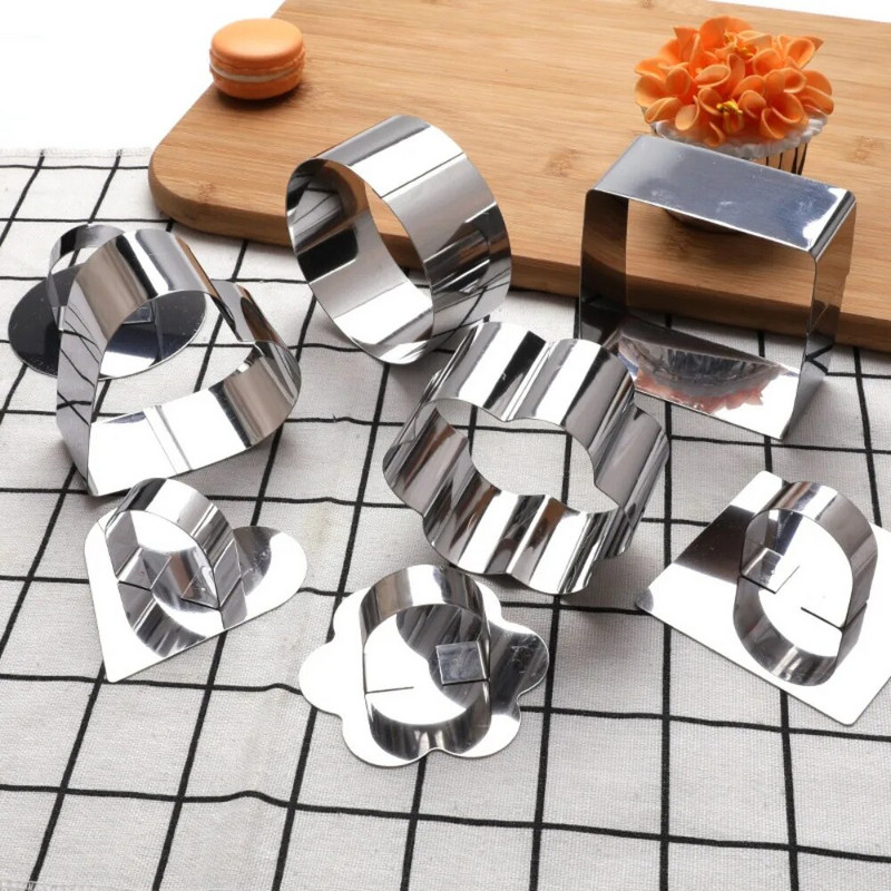 1 τεμ. Φόρμα για κέικ από ανοξείδωτο χάλυβα με κοπτικό κοπής χεριού ώθησης κυκλική φόρμα για τηγανίτες Δαχτυλίδι μους κουζίνας Εργαλείο ψησίματος ζαχαροπλαστικής