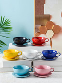 1vnt porcelianinis puodelis ir 1vnt lėkštė, modernus vienspalvių kavos puodelių rinkinys namams, biurui