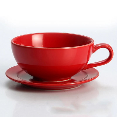 1vnt porcelianinis puodelis ir 1vnt lėkštė, modernus vienspalvių kavos puodelių rinkinys namams, biurui