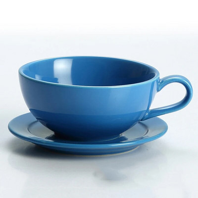 1vnt porcelianinis puodelis ir 1vnt lėkštė, modernus vienspalvių kavos puodelių rinkinys namams, biurui