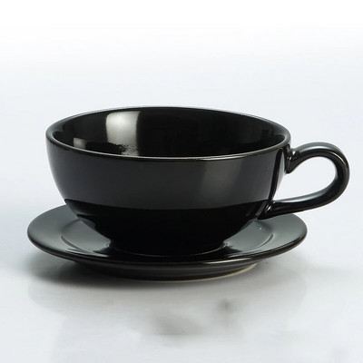 1vnt porcelianinis puodelis ir 1vnt lėkštė, modernus vienspalvių kavos puodelių rinkinys namams, biurui