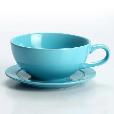 1vnt porcelianinis puodelis ir 1vnt lėkštė, modernus vienspalvių kavos puodelių rinkinys namams, biurui