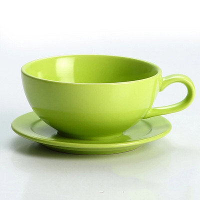 1vnt porcelianinis puodelis ir 1vnt lėkštė, modernus vienspalvių kavos puodelių rinkinys namams, biurui