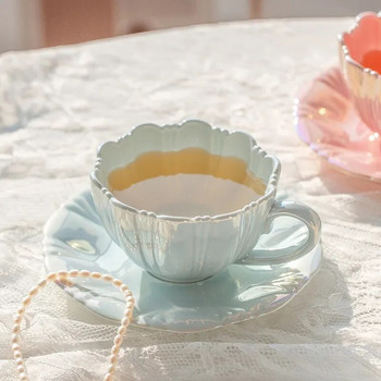 Πέταλο κεραμικό φλιτζάνι Δημιουργικό απλό πιατάκι για φλιτζάνι καφέ γραφείου Απογευματινό τσάι Κορυφαία σκεύη ποτών υψηλής ποιότητας Αξεσουάρ κουζίνας