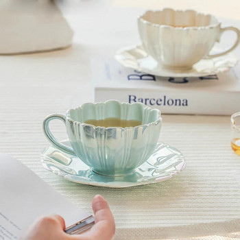 Πέταλο κεραμικό φλιτζάνι Δημιουργικό απλό πιατάκι για φλιτζάνι καφέ γραφείου Απογευματινό τσάι Κορυφαία σκεύη ποτών υψηλής ποιότητας Αξεσουάρ κουζίνας