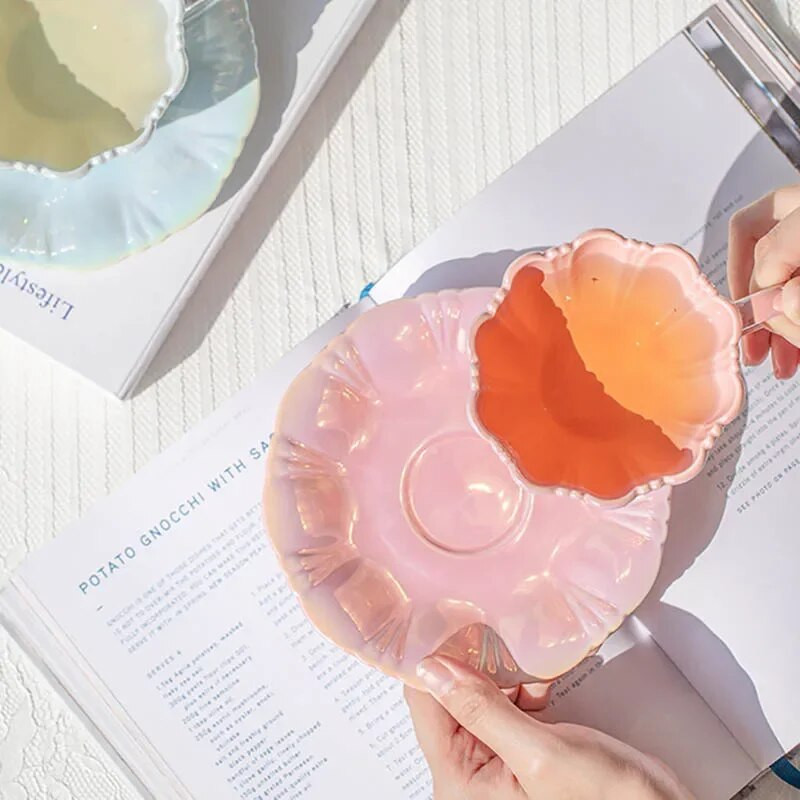 Πέταλο κεραμικό φλιτζάνι Δημιουργικό απλό πιατάκι για φλιτζάνι καφέ γραφείου Απογευματινό τσάι Κορυφαία σκεύη ποτών υψηλής ποιότητας Αξεσουάρ κουζίνας