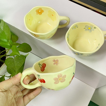 Κεραμικές κούπες Φλιτζάνια καφέ Ακανόνιστο λουλούδι Φλιτζάνι τσαγιού σε κορεατικό στιλ Πλιγούρι βρώμης Κούπα για πρωινό Ποτό Κουζίνα
