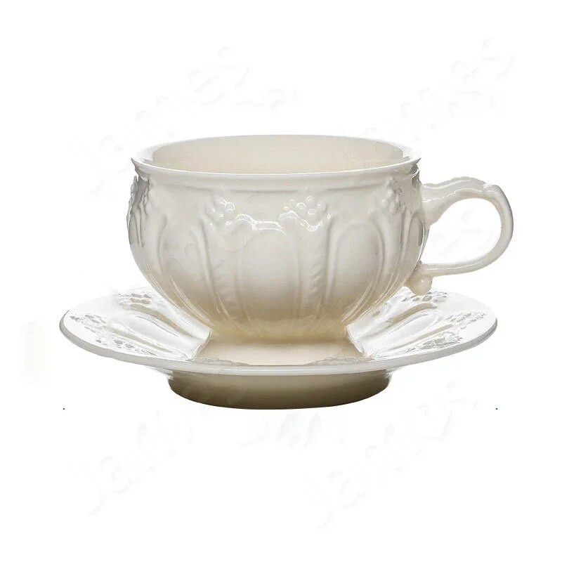 Κεραμικά σετ τσαγιού σε ανάγλυφο φλιτζάνι καφέ ευρωπαϊκής τεχνοτροπίας Κεραμικά σετ τσαγιού μονόχρωμη Τσαγιέρα και φλιτζάνια Απογευματινό σετ τσαγιού Κούπα