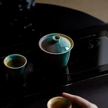 Πολύχρωμο φυσικό μετασχηματισμό κλιβάνου gaiwan Αντικέ Chaishao kungfu Κάλυμμα Μπολ υψηλής ποιότητας τσάι γκαϊβάν για τσάι