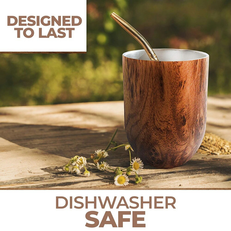 Yerba Mate kõrvitsa teetassi komplekt 12 oz, kahe seinaga roostevaba kohvitass kaanega 1 Bombillase kõrrega filtrilusikas ja pintsel