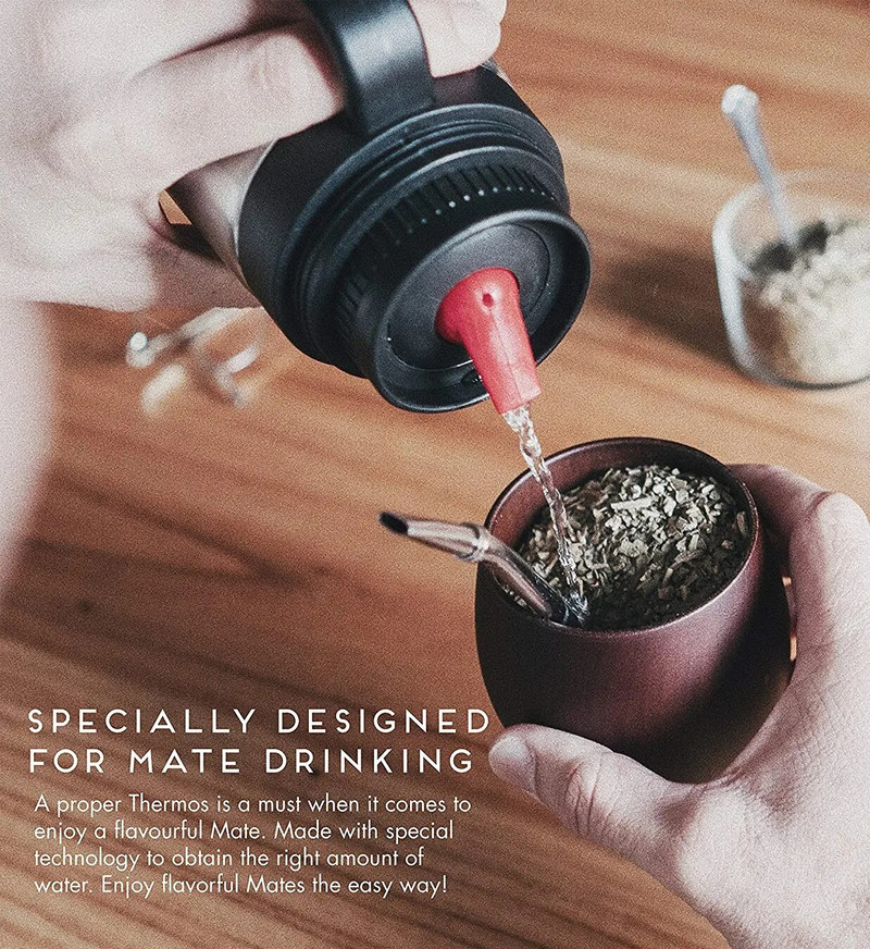 1000ml Dvigubos sienelės nerūdijančio plieno vakuumu izoliuotas termosas su dangteliu Puodelis su rankena Yerba thermos mate buteliuko termosas mate puodeliui