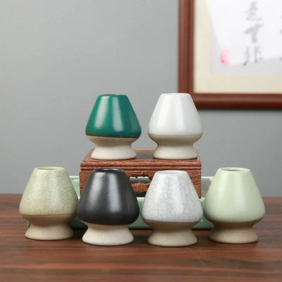 Suport pentru ceai verde Matcha din ceramică japoneză, cu suport, bol din bambus, pentru tocitura, perii, suport pentru unelte pentru ceai, accesorii pentru ceai, veselă