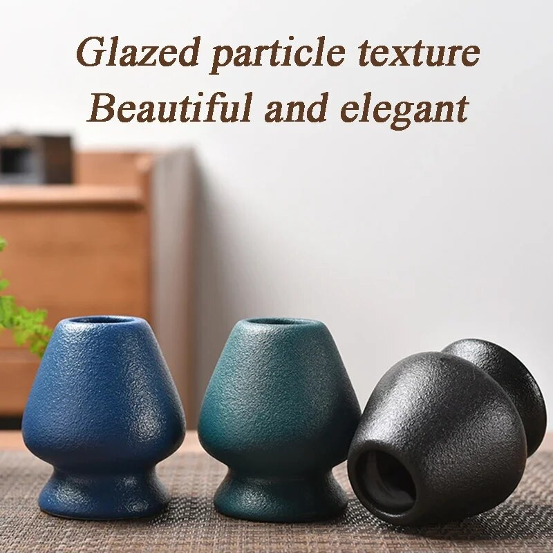 Japoniškas keraminis „Matcha“ plaktuvo pagrindas Žaliosios arbatos „Chasen“ laikiklis Bambuko arbatos šaukštas Spalvingas „Matcha“ arbatos dubuo „Chasen“ stovas gėrimo meno įrankis