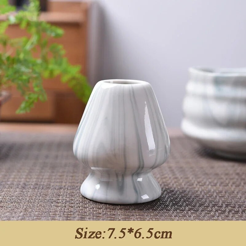 Japoniškas keraminis „Matcha“ plaktuvo pagrindas Žaliosios arbatos „Chasen“ laikiklis Bambuko arbatos šaukštas Spalvingas „Matcha“ arbatos dubuo „Chasen“ stovas gėrimo meno įrankis