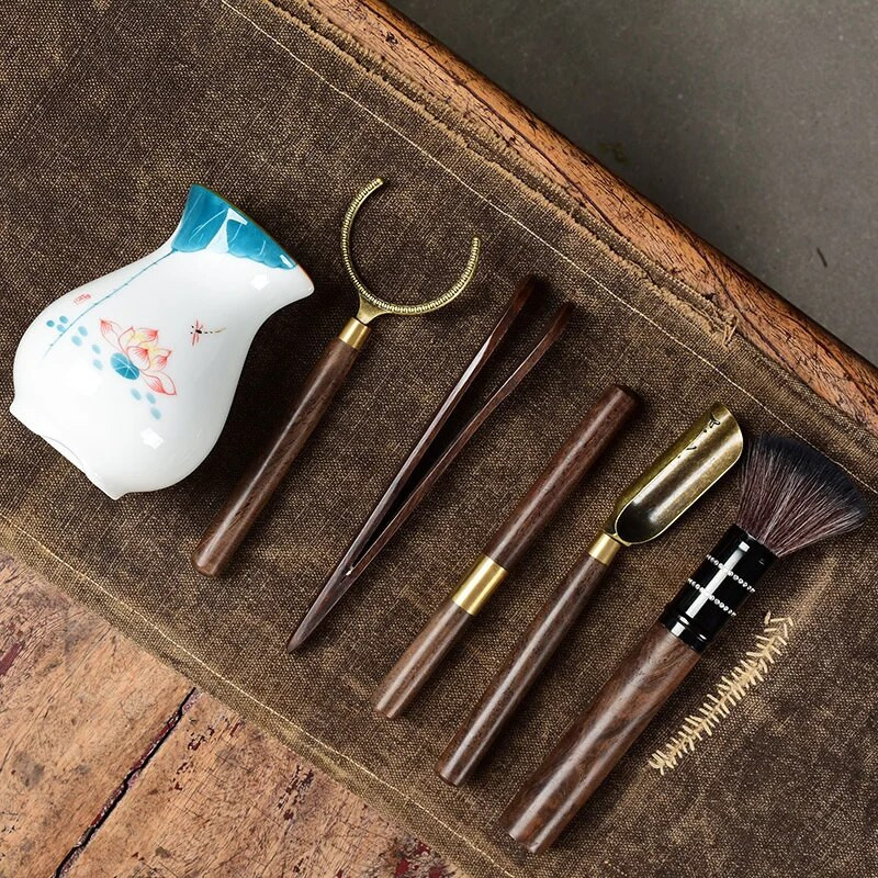 Rankomis dažytas keraminis arbatos ceremonijos butelis juodo sandalmedžio Six Gentlemen Suit Kung Fu arbatos rinkinio priedai Arbatos ruošimo įrankiai Dovana