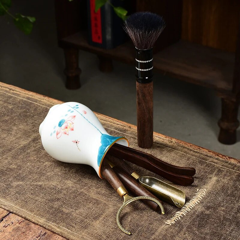 Rankomis dažytas keraminis arbatos ceremonijos butelis juodo sandalmedžio Six Gentlemen Suit Kung Fu arbatos rinkinio priedai Arbatos ruošimo įrankiai Dovana