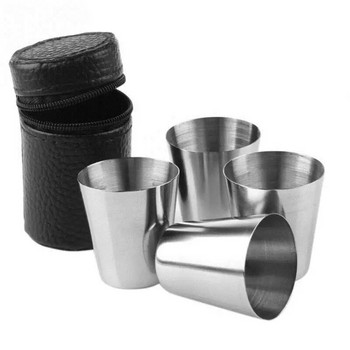Комплекти чаши от неръждаема стомана Многофункционални чаши за вино Бира Уиски с преносима чанта за консумативи за пиене на открито
