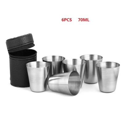 Roostevabast terasest tasside komplektid mitmeotstarbelised veiniõlle viskitopsid koos kaasaskantava kotiga välireiside joogitarvete jaoks