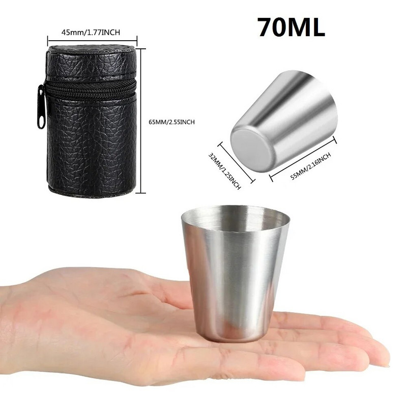 Roostevabast terasest tasside komplektid mitmeotstarbelised veiniõlle viskitopsid koos kaasaskantava kotiga välireiside joogitarvete jaoks