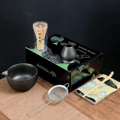 4/7 vnt japoniškos „Matcha“ arbatos rinkinys Bambuko arbatos šepetėlis Keraminis arbatos dubenėlio sudėtis kinų tradicinės rankų darbo arbatos įrankiai šventinės dovanos