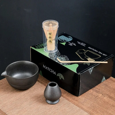 4/7 vnt japoniškos „Matcha“ arbatos rinkinys Bambuko arbatos šepetėlis Keraminis arbatos dubenėlio sudėtis kinų tradicinės rankų darbo arbatos įrankiai šventinės dovanos