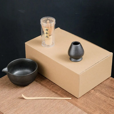 4/7 vnt japoniškos „Matcha“ arbatos rinkinys Bambuko arbatos šepetėlis Keraminis arbatos dubenėlio sudėtis kinų tradicinės rankų darbo arbatos įrankiai šventinės dovanos
