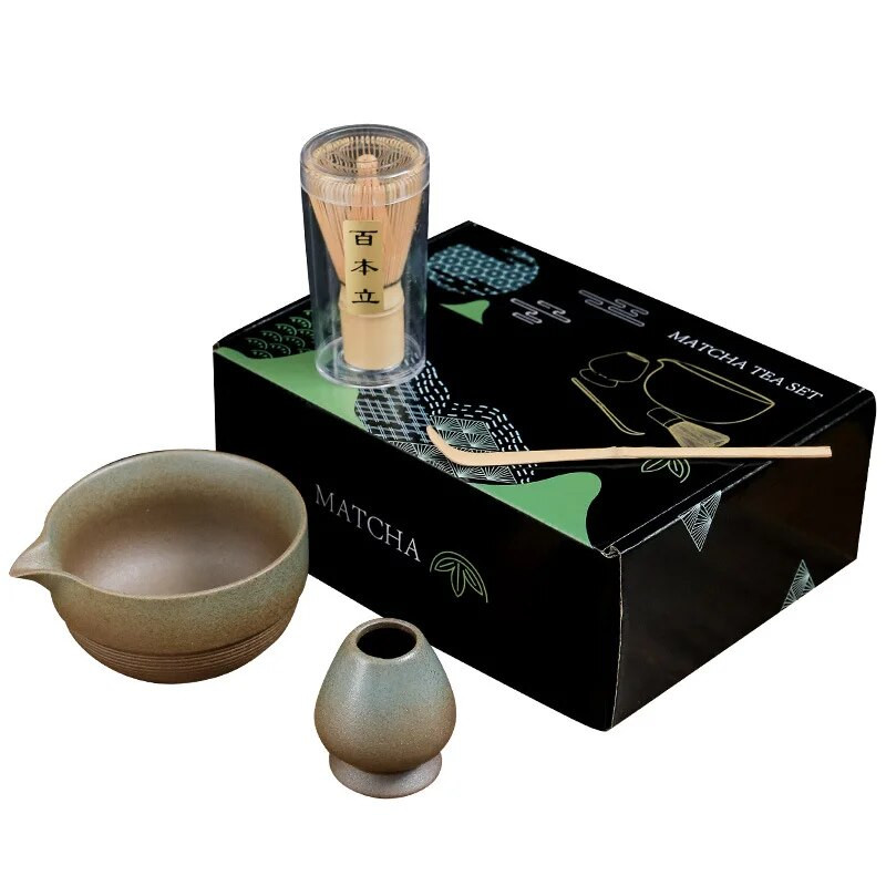 4/7 vnt japoniškos „Matcha“ arbatos rinkinys Bambuko arbatos šepetėlis Keraminis arbatos dubenėlio sudėtis kinų tradicinės rankų darbo arbatos įrankiai šventinės dovanos