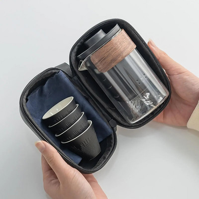 Travel With Hotel Picnic Infuser Set Mini Tea For Friends Πεζοπορία 1 κατσαρόλα Φορητά φλιτζάνια Fu Loose Outdoors 4 Kung