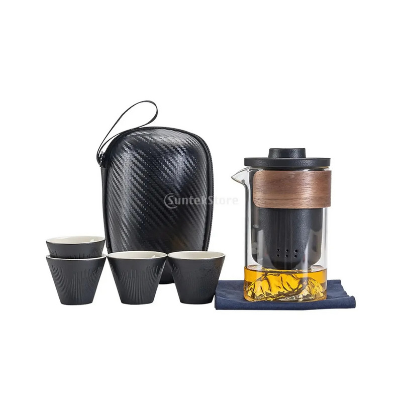 Travel With Hotel Picnic Infuser Set Mini Tea For Friends Πεζοπορία 1 κατσαρόλα Φορητά φλιτζάνια Fu Loose Outdoors 4 Kung